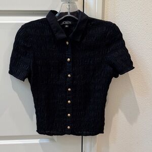J. Crew Black Textured Short Sleeve Shirt